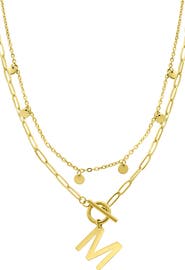 Adornia Initial Pendant Layered Chain Necklace