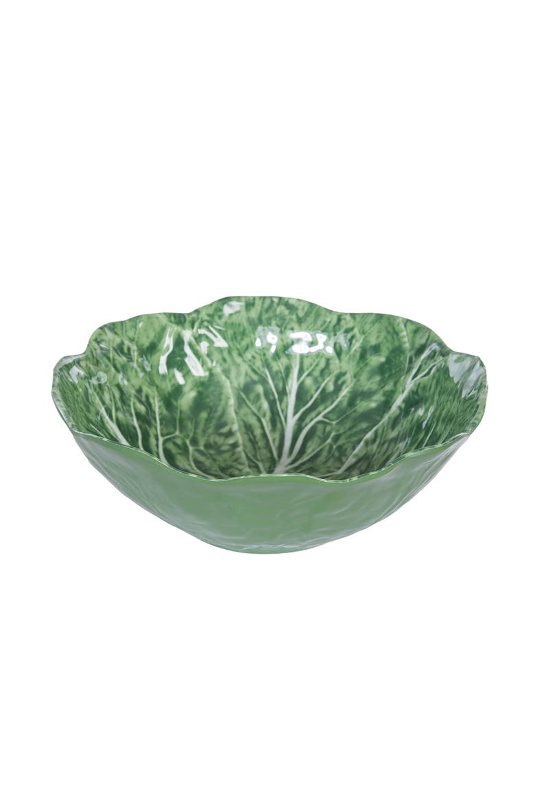 Cabbage Leaf Jumbo Serving Dinnerware Bowl 5" x 7", Alternate, color, Green