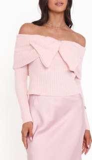 Petal & Pup Helene Off the Shoulder Bow Sweater