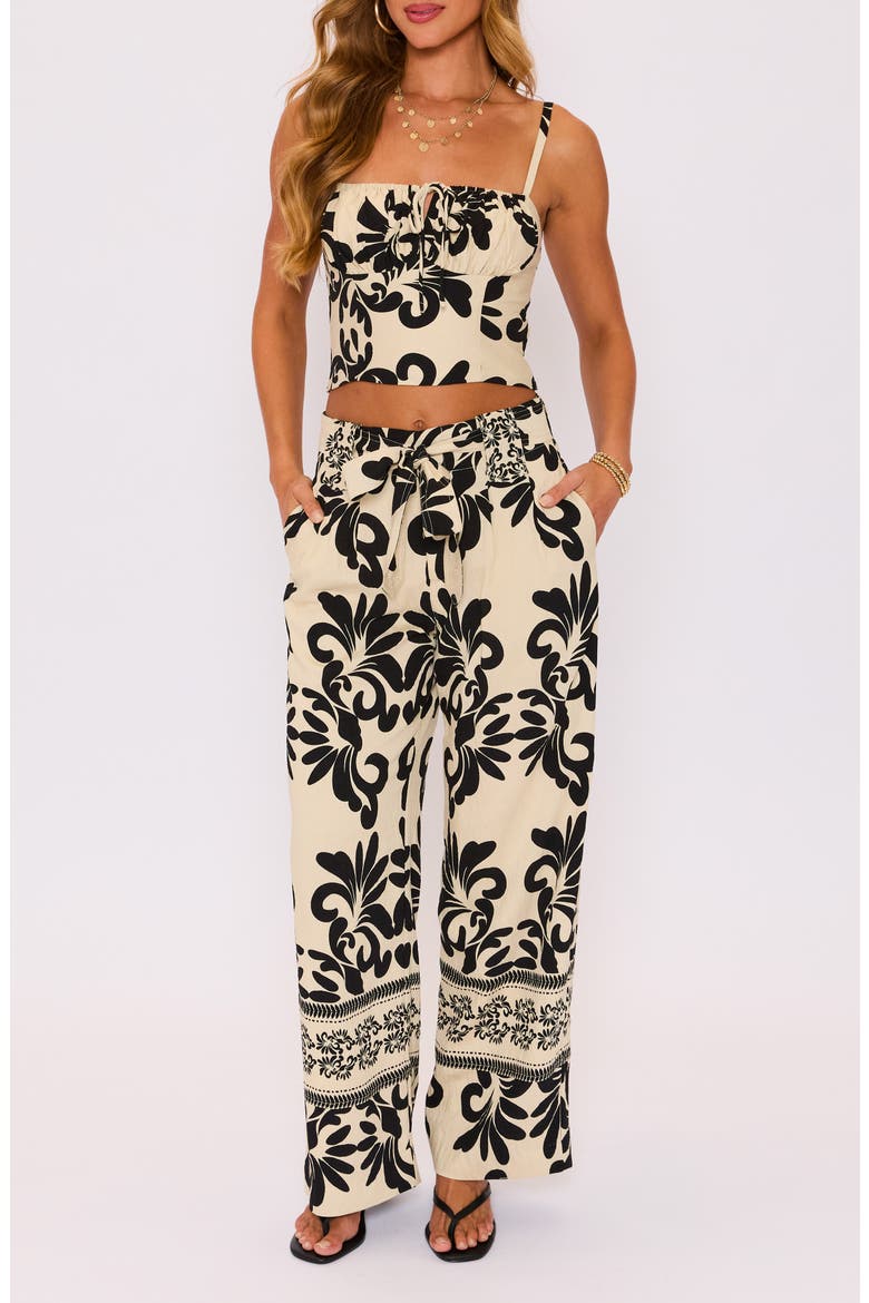 Provence Floral Crop Camisole, Alternate, color, CREAM BLACK