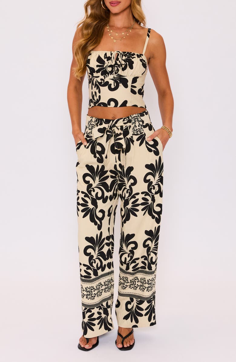 VICI Collection Provence Floral Crop Camisole, Alternate, color, Cream Black