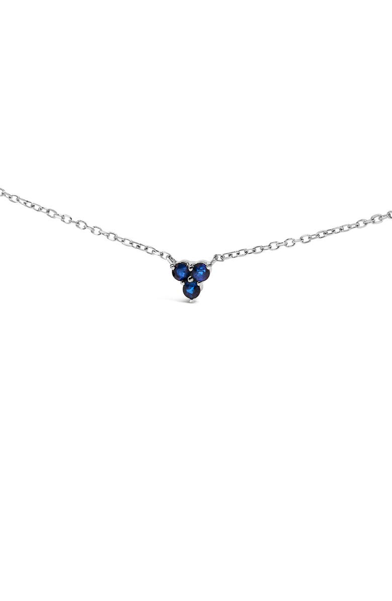 Haus of Brilliance 14K White Gold 1/5 Cttw Diamond and Sapphire Trio Cluster Station Necklace, Alternate, color, White Gold