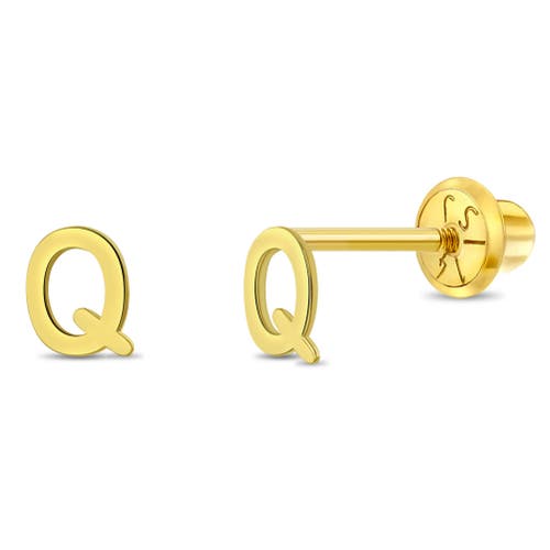 In Season Jewelry 14k Itsy Bitsy Initial Letter Earrings In Letter Q