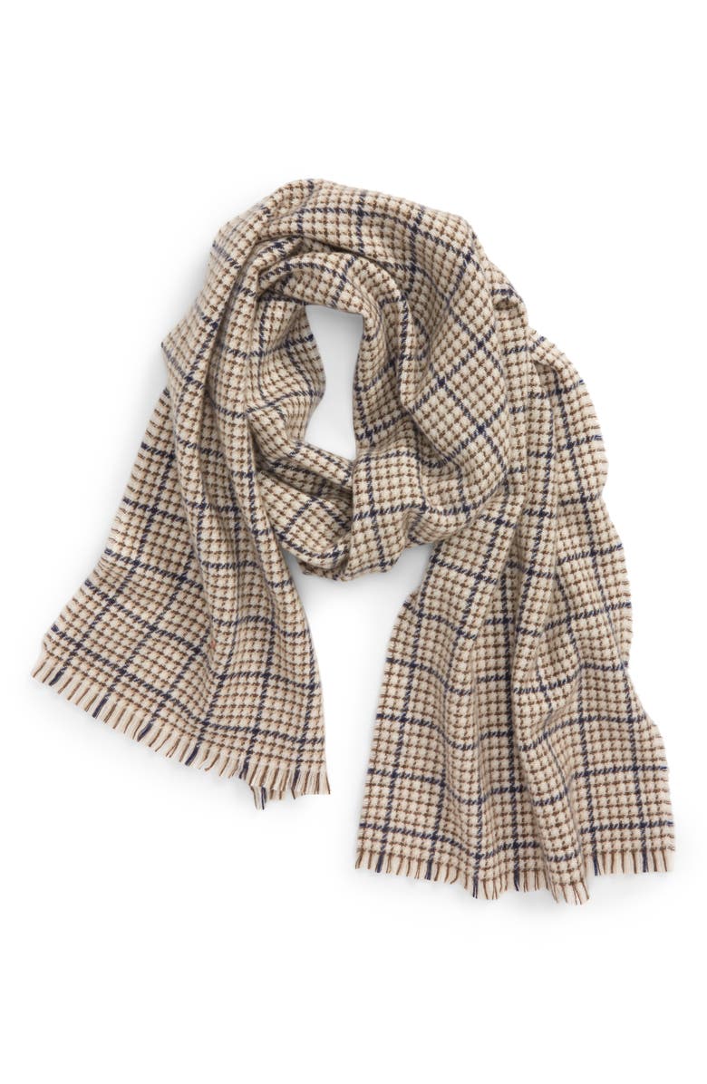 Andrew Stewart Check Cashmere Scarf, Main, color, 953Camnv