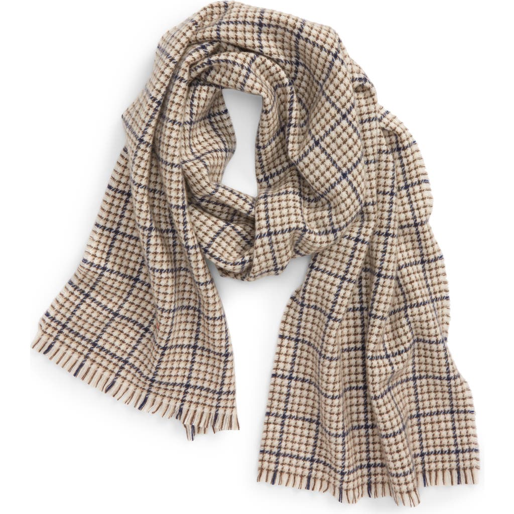 Andrew Stewart Check Cashmere Scarf In Brown