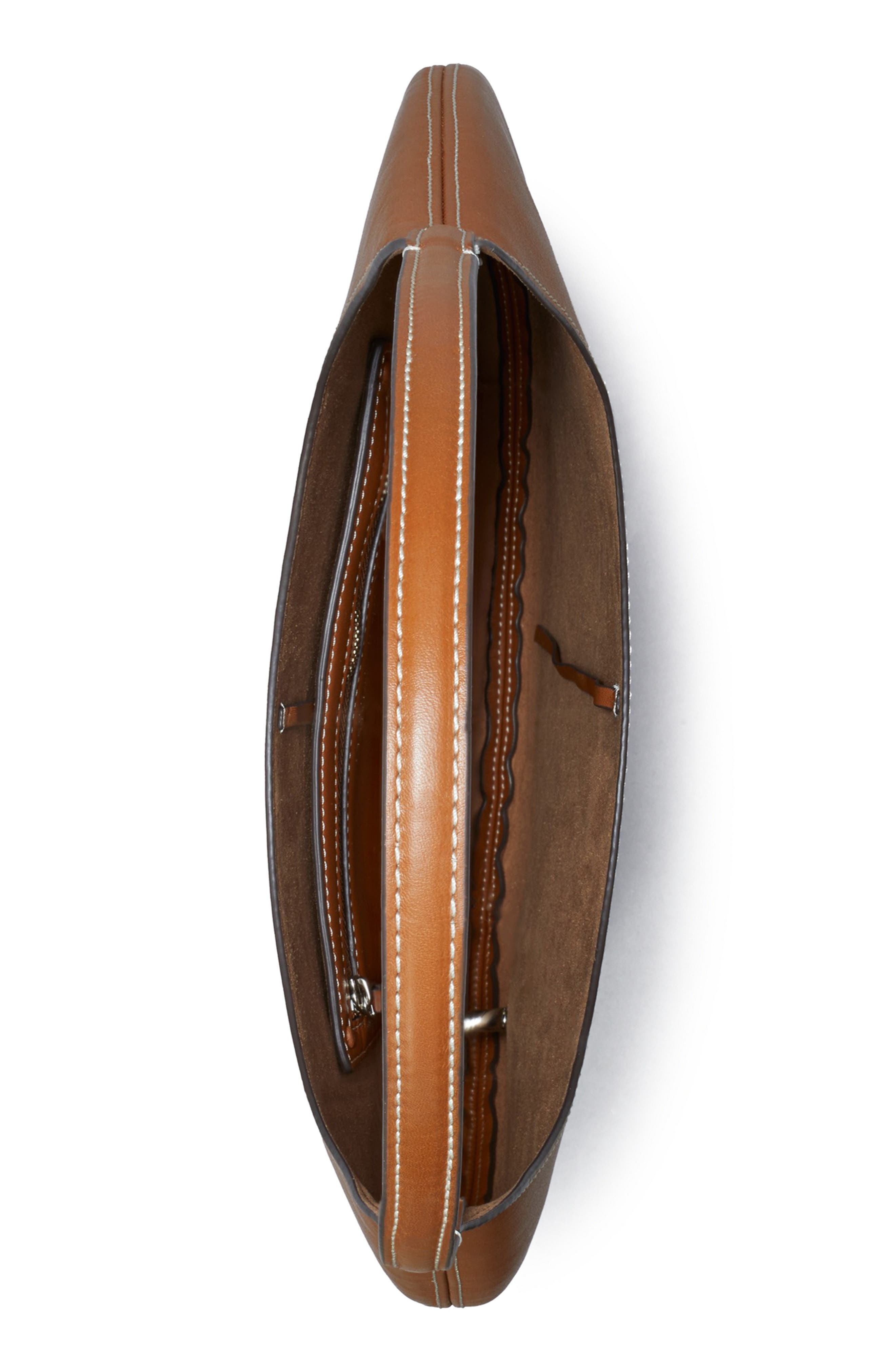 Pierced Soft Leather Shoulder Bag, Alternate, color, AGED TAN