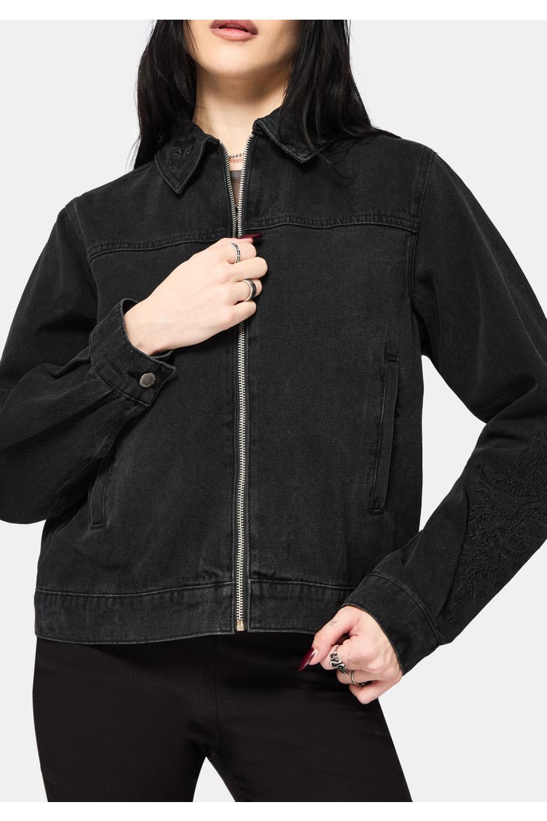 Selin Boxy Denim Jacket, Main, color, Black