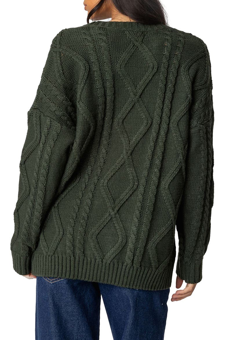 Kennedy Oversize Cable Stitch Sweater, Alternate, color, GREEN