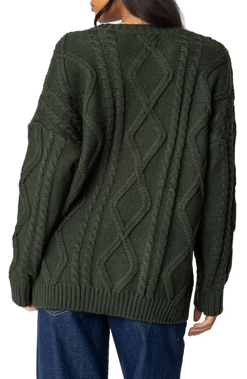 Edikted Kennedy Oversize Cable Stitch Sweater In Green