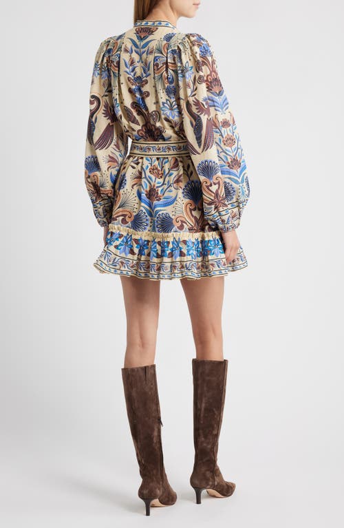 Farm Rio Nature Land Long Sleeve Belted Minidress