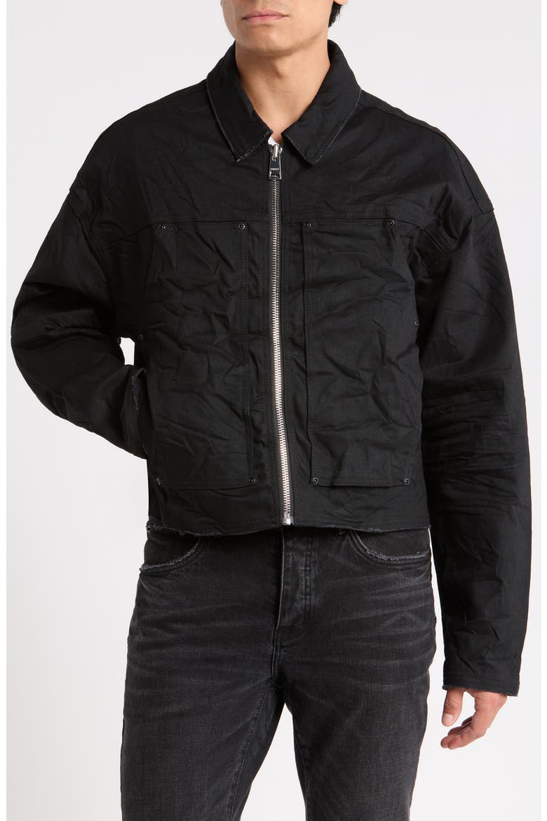Raw Denim Zip Jacket, Alternate, color, BLACK