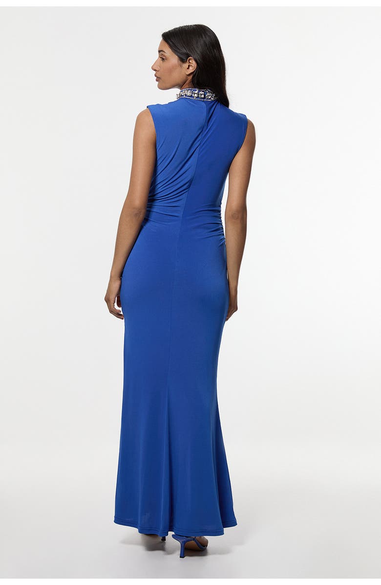 Karen Millen Embellished Jersey Crepe Maxi Dress, Alternate, color, Cobalt