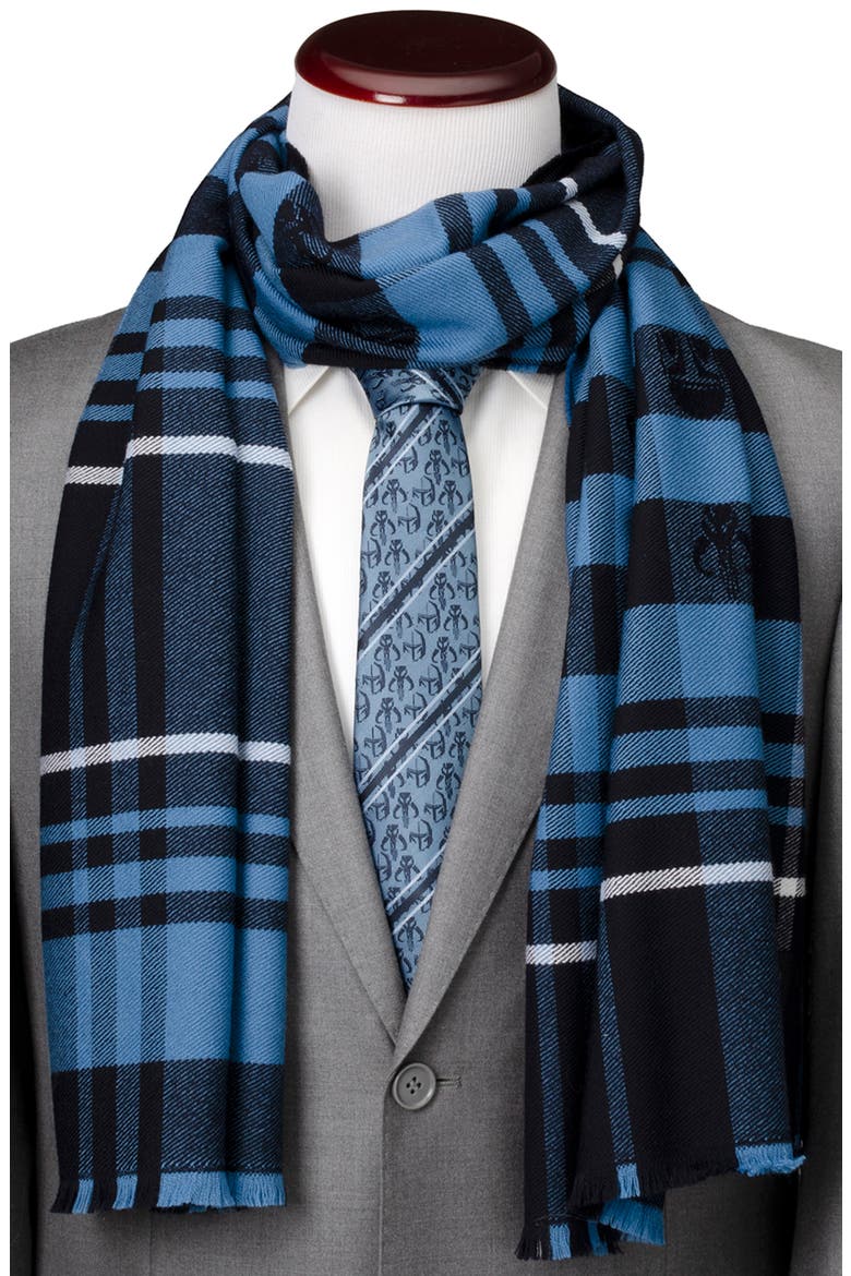 Mandalorian Tartan Merino Wool Scarf, Alternate, color, BLUE
