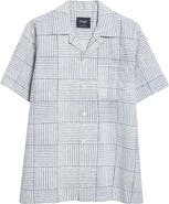 Drake's Weave Block Print Cotton Camp Shirt