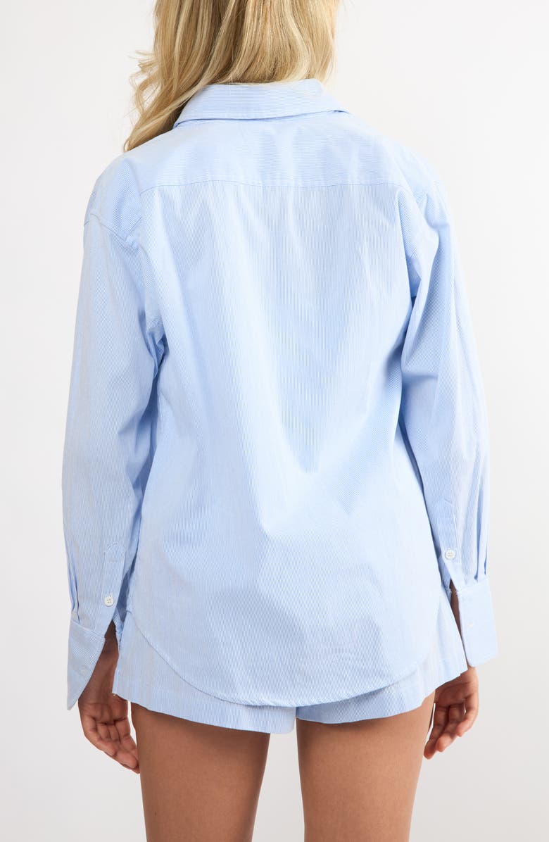 Viens Avec Moi Everyday Oversize Stripe Button-Up Shirt, Alternate, color, Blue Stripe