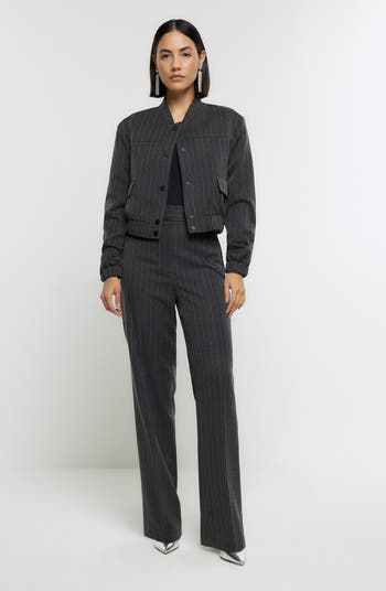 River Island Heat Seal Pinstripe Bomber Jacket | Nordstrom