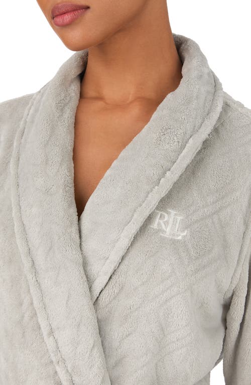 Ralph Lauren Lauren Fleece Monogram Robe In Gray