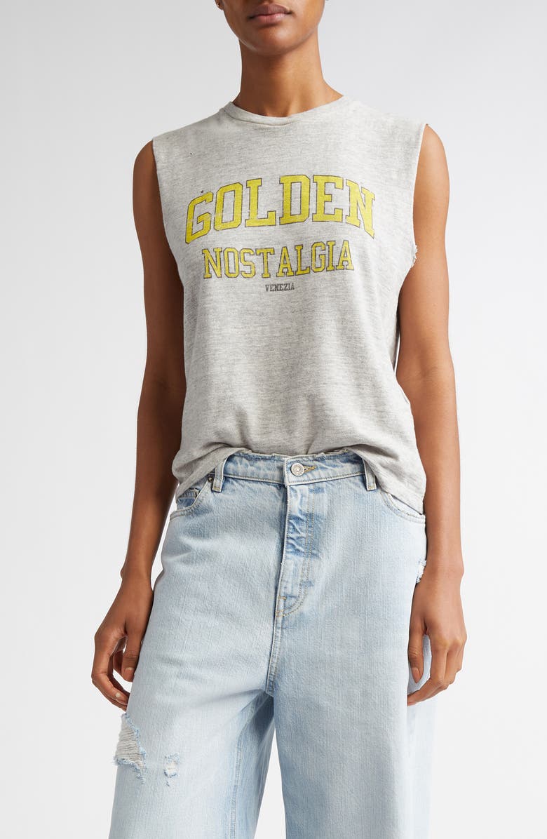 Golden Goose Slim Fit Distressed Graphic Tank, Main, color, 