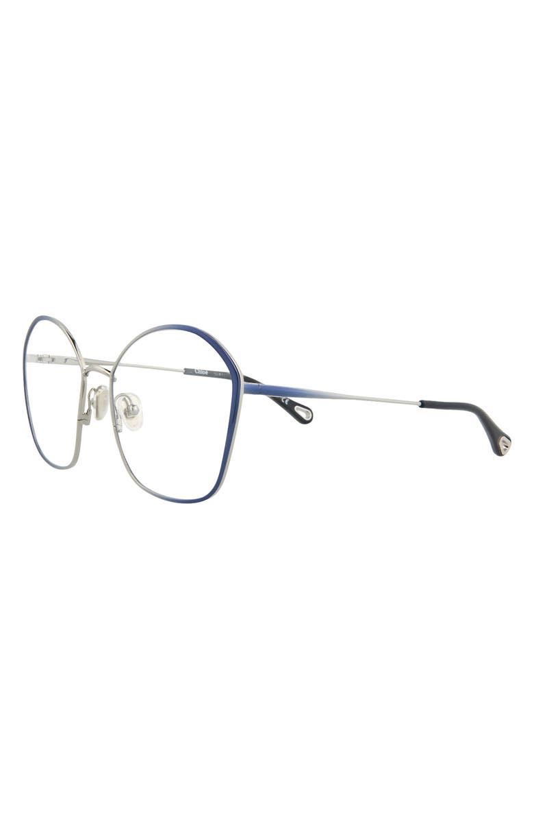 Chloé Core 56mm Round Optical Glasses, Alternate, color, Blue Blue Transparent