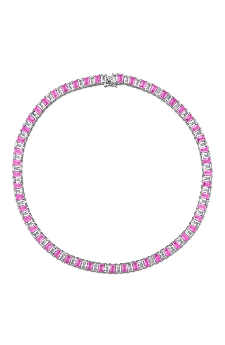 Julianna B. Emerald-Cut Lab-Created Sapphire Tennis Necklace, Alternate, color, Created Sapphire