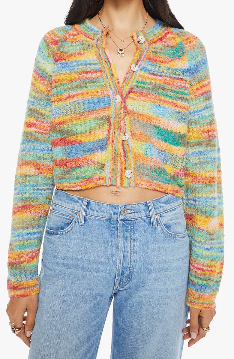MOTHER The Raglan Stripe Alpaca Blend Crop Cardigan, Main, color, 