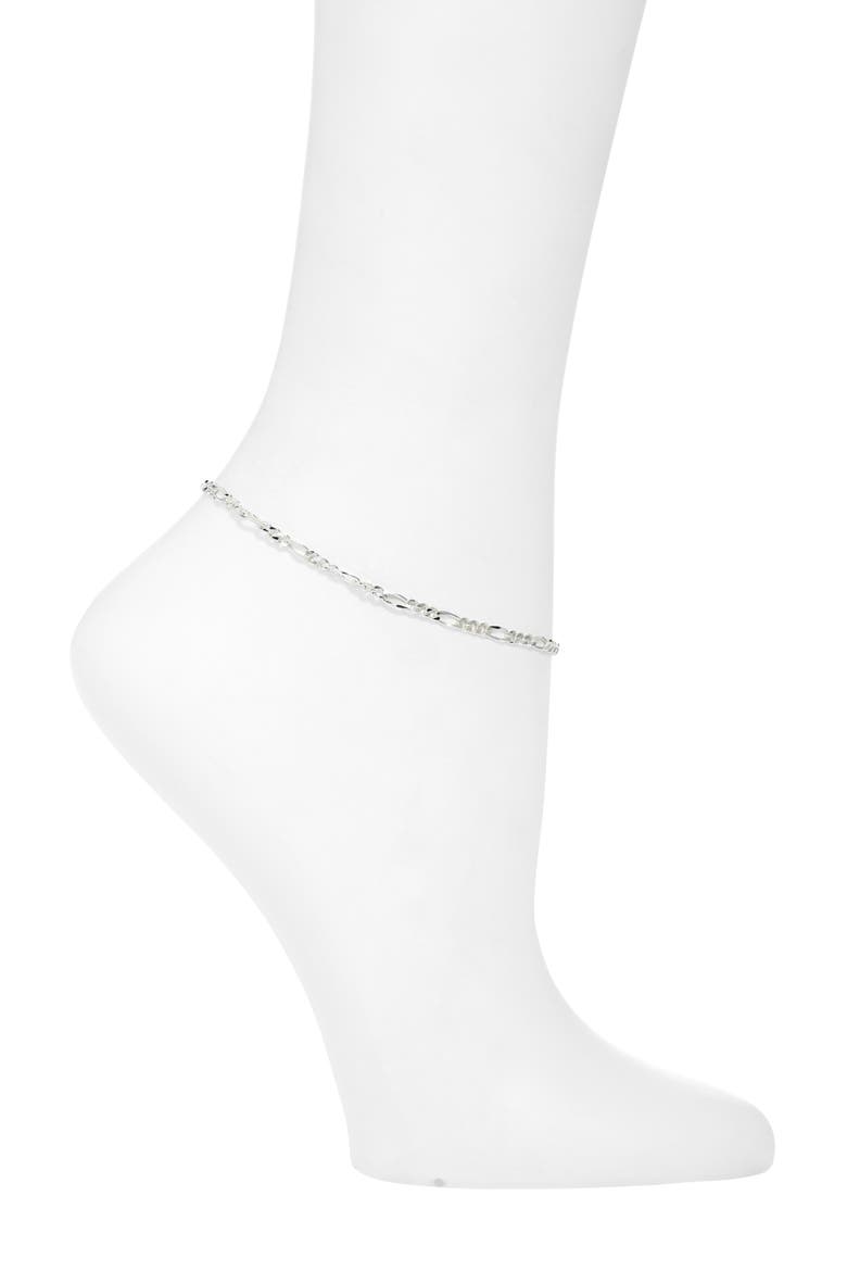 Basic II Chain Anklet, Main, color, SILVER