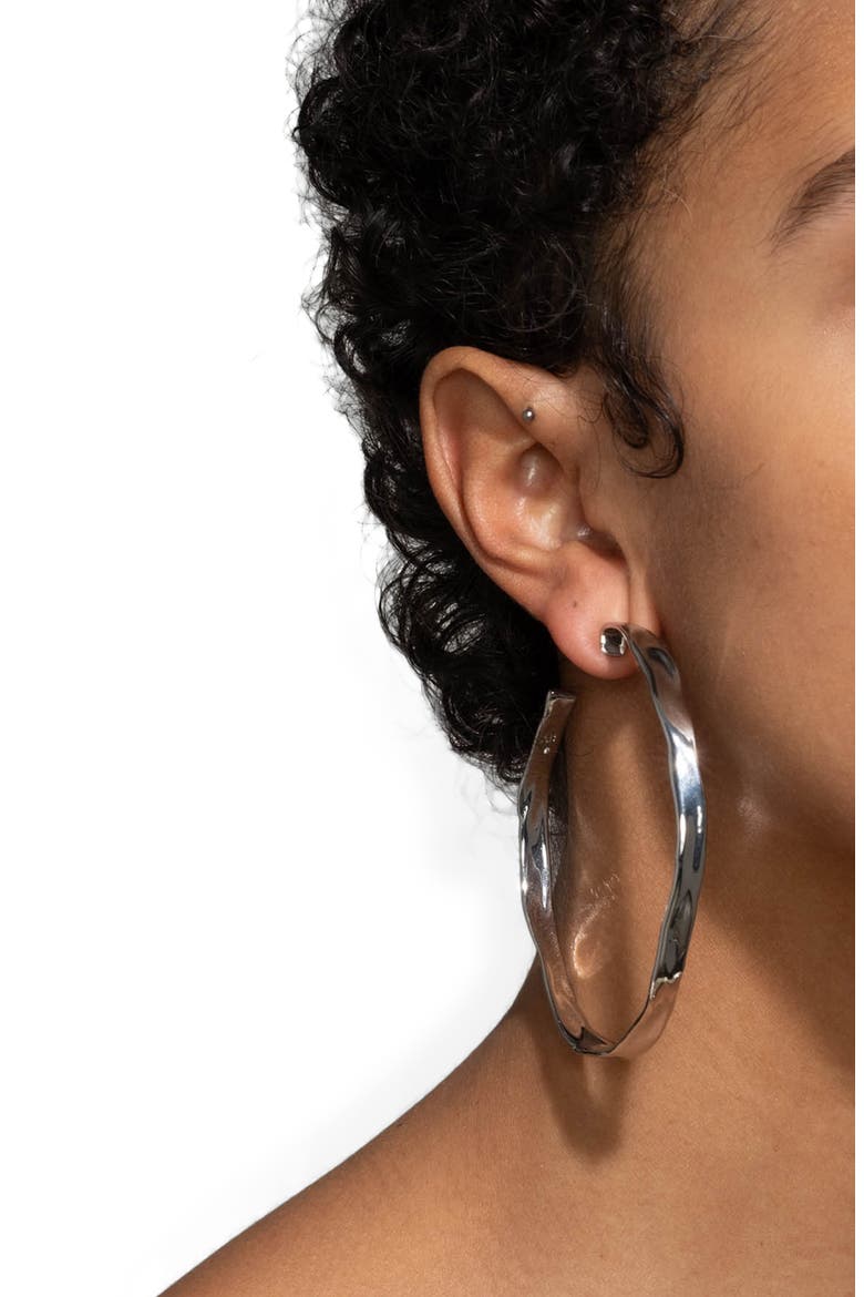 Molten X-Large Hoop Earrings, Alternate, color, SILVER