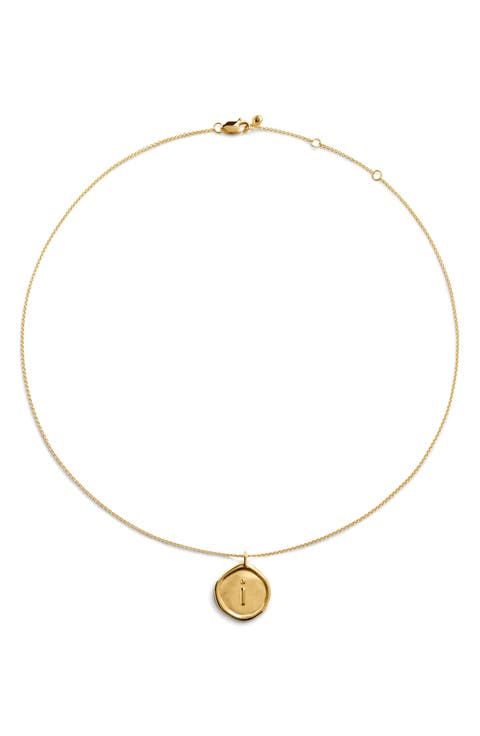 Initial Stamp Pendant Necklace
