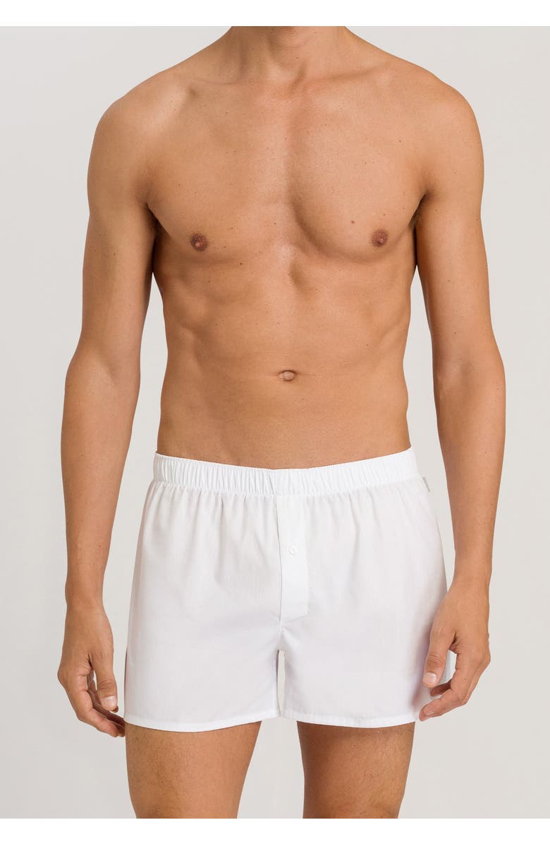 Hanro Fancy Woven Cotton Boxer, Alternate, color, White