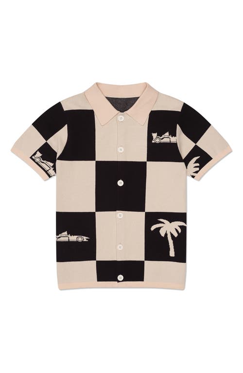 MAVRANS MAVRANS VICTORY LAP CHECK GRAPHIC BUTTON-UP POLO