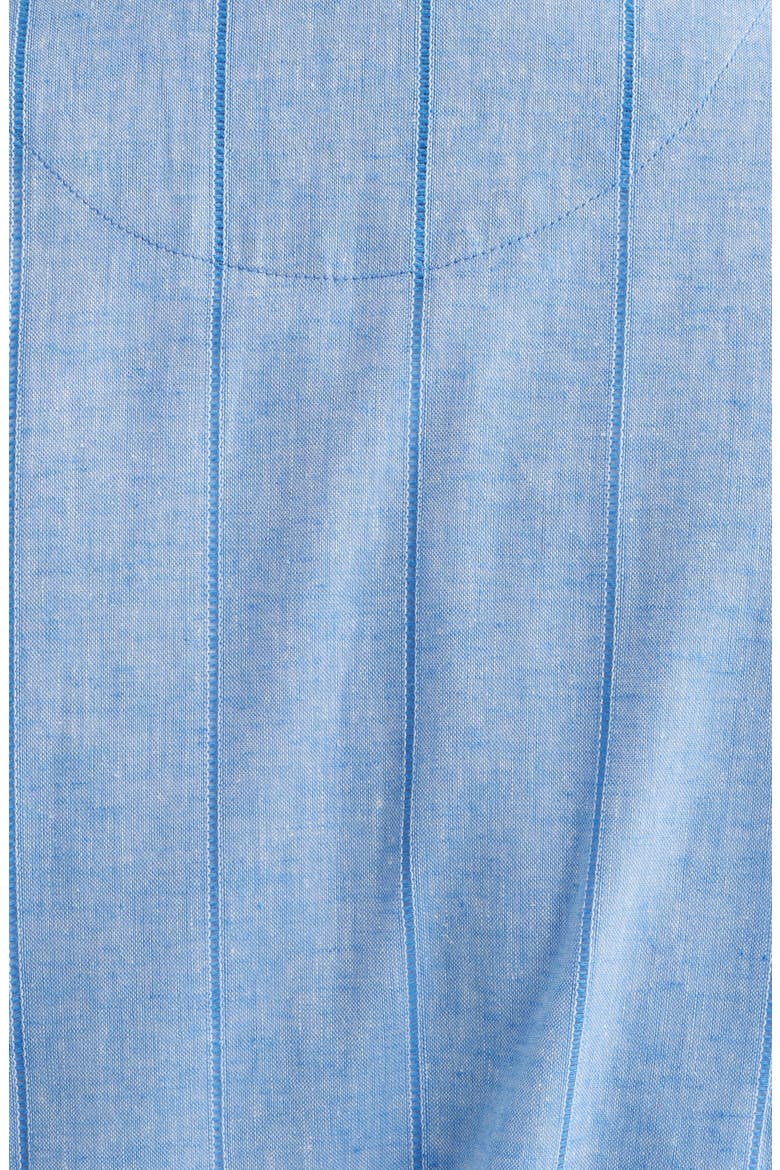 Pinstripe Cotton & Linen Robe, Alternate, color, BLUE