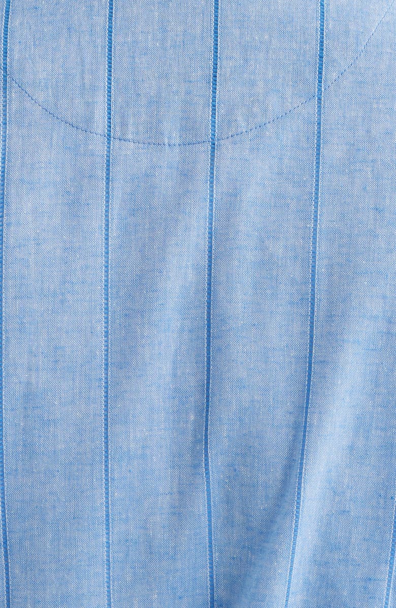 Daniel Buchler Pinstripe Cotton & Linen Robe, Alternate, color, Blue