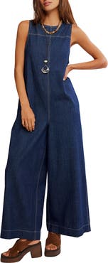 Free People Do No Wrong Denim Jumpsuit