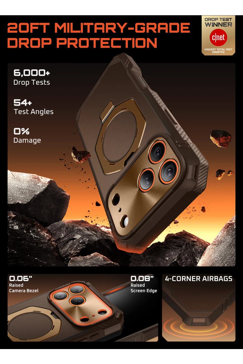 UB GRIP PRO Series iPhone 17 Pro Max MagSafe Phone Case with HD Tempered Glass, Alternate, color, Brown - iPhone 17 Pro Max