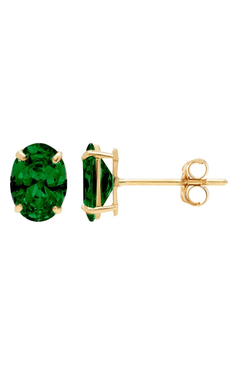 A&M 14K Gold Green CZ Oval Stud Earrings, Main, color, 