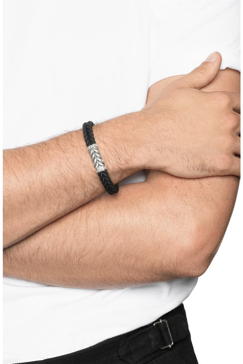 Chevron Station Rubber Bracelet, Alternate, color, BLACK/DIAMOND