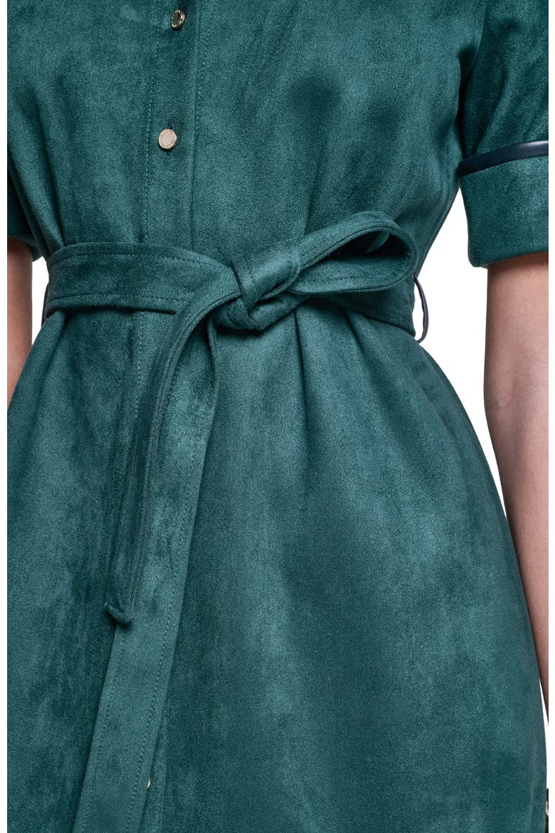 Short Sleeve Suede Midi Shirt Dress, Alternate, color, Deep Harbor