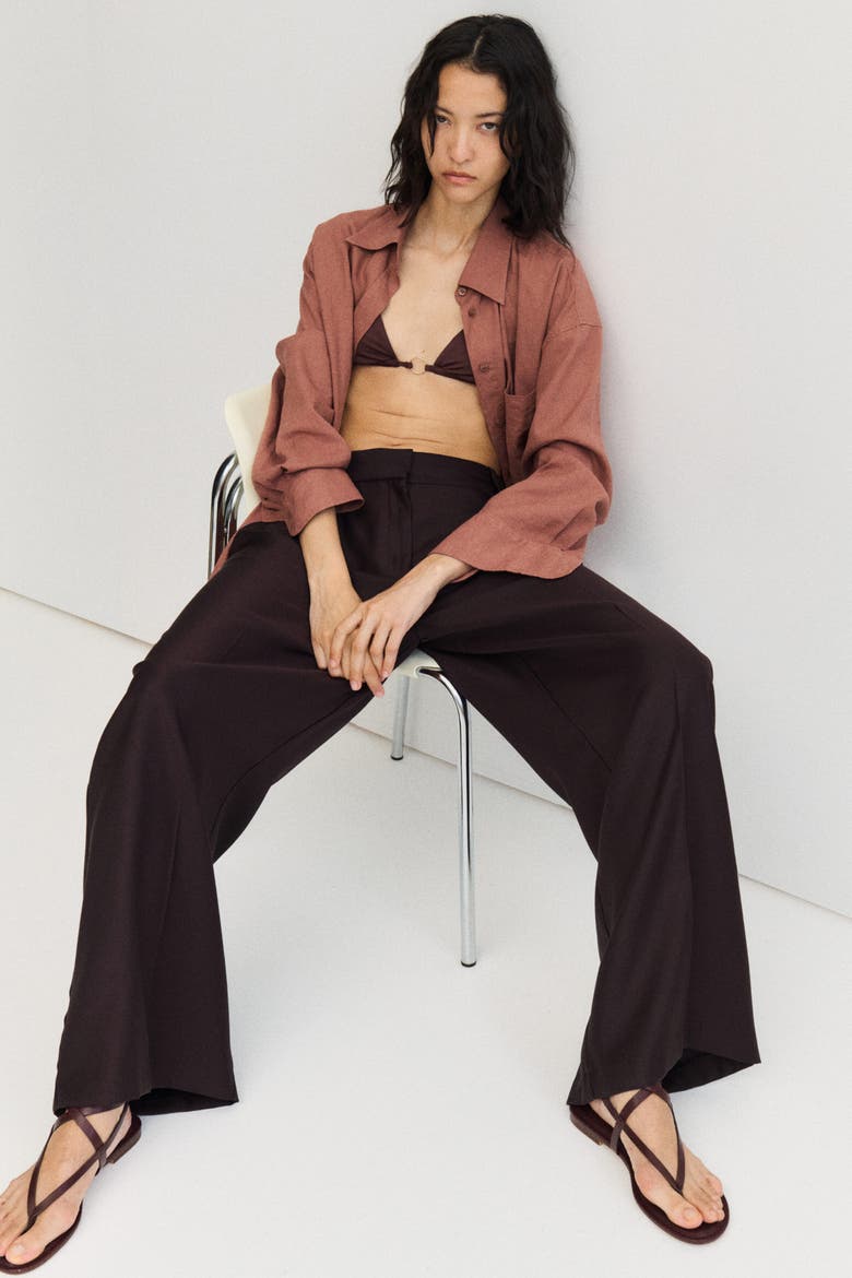 Wide-leg Dress Pants, Alternate, color, Dark brown