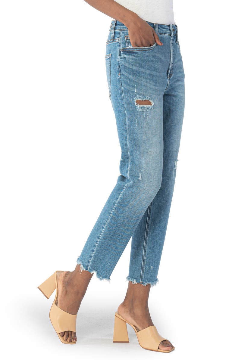 KUT from the Kloth Rachel Fab Ab Fray Hem High Waist Mom Jeans, Alternate, color, 