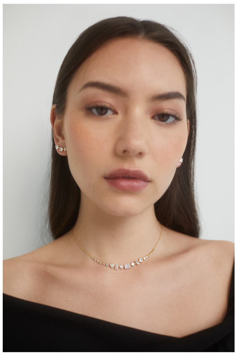 Cubic Zirconia Frontal Necklace, Alternate, color, GOLD
