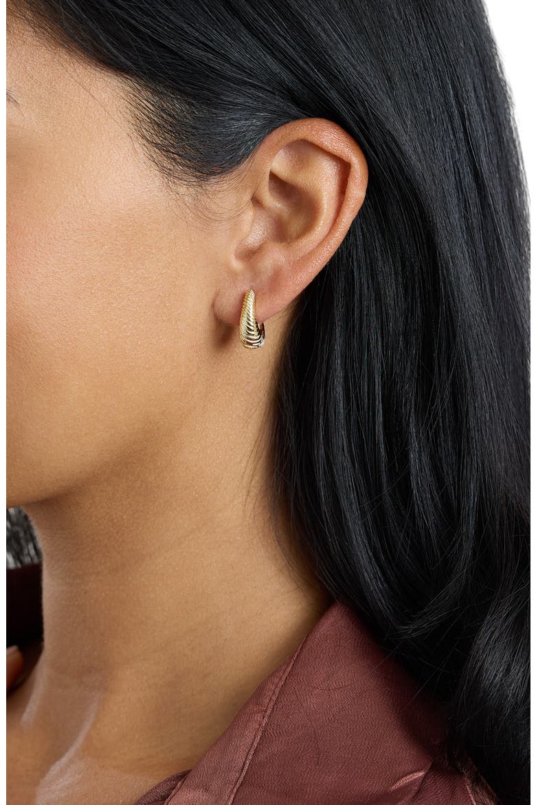 Modern Muse Ribbed Huggie Hoop Earrings, Alternate, color, GOLD