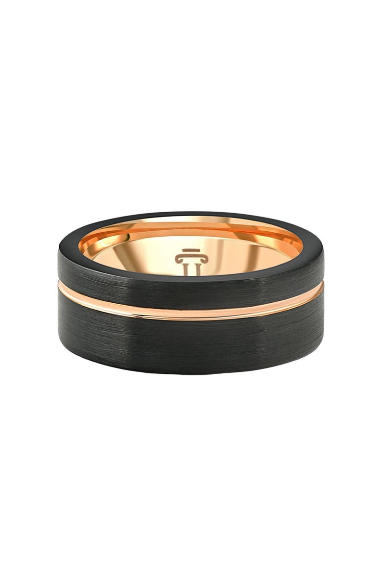 Bliss Diamond Men's Brushed Black Tungsten Gold Plated Two Tone 8mm Ring Wedding Band, Main, color, Black Tungsten