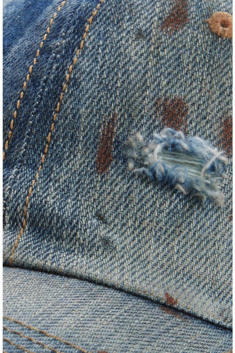 Carliy Trafalgar Ripped Denim Baseball Cap, Alternate, color, MID BLUE
