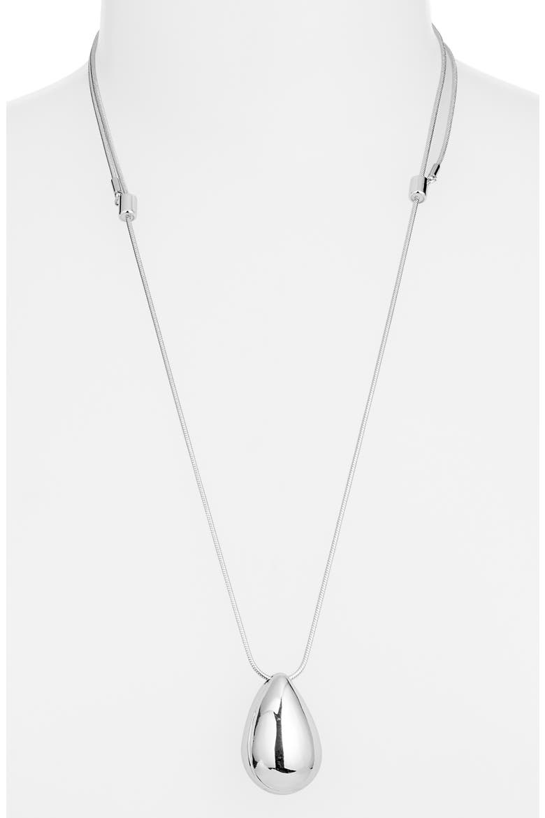 Polished Teardrop Pendant Necklace, Alternate, color, SILVER