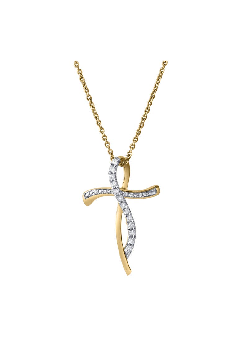 Elarith 0.15 Cts Natural Diamond Cross 14K Gold Pendant, Main, color, 14K Yellow Gold