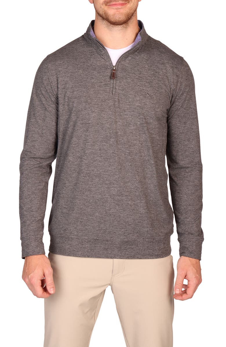 TailorByrd Brushed Mélange Quarter Zip Pullover, Main, color, Charcoal Heather