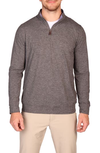 Tailorbyrd Brushed Mélange Quarter Zip Pullover In Brown
