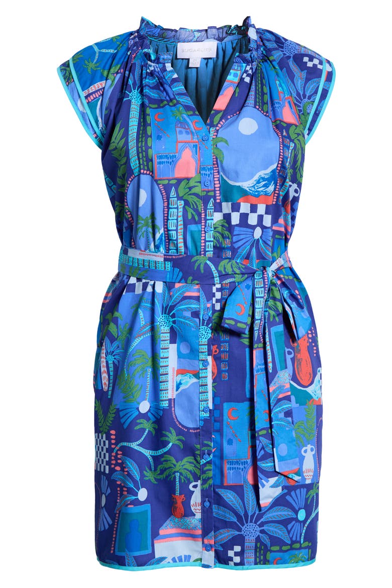 Punta Alta Olera Ruffle Shirtdress, Alternate, color, COBALT-COMBO