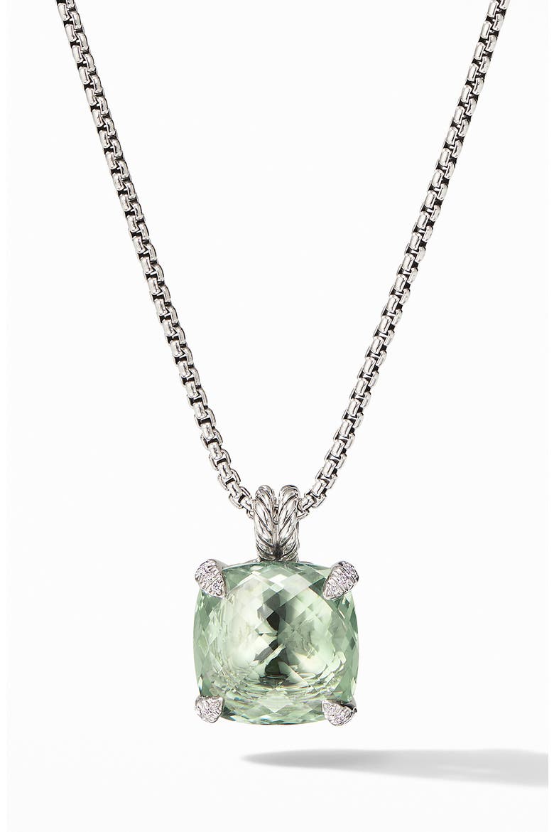 Châtelaine® Prasiolite Pendant Necklace with Diamonds, Main, color, NEW PRASIOLITE