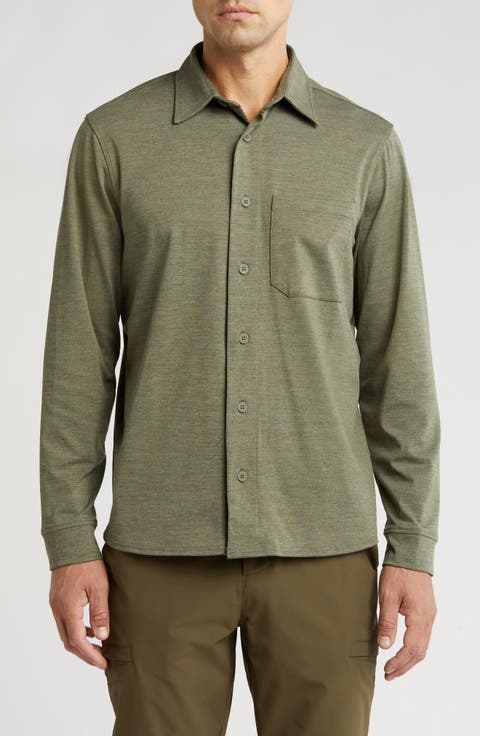 Solid Knit Shirt Jacket